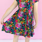 Floral Tapestry Ruffle Cap Sleeve Skater Dress