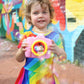 Rainbow Stripe Short Sleeve Leotard Dress