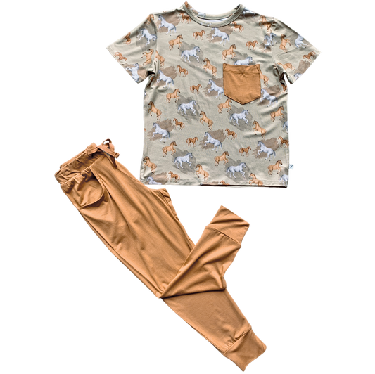 Ember Tan Bamboo Pocket Tee + Jogger Set