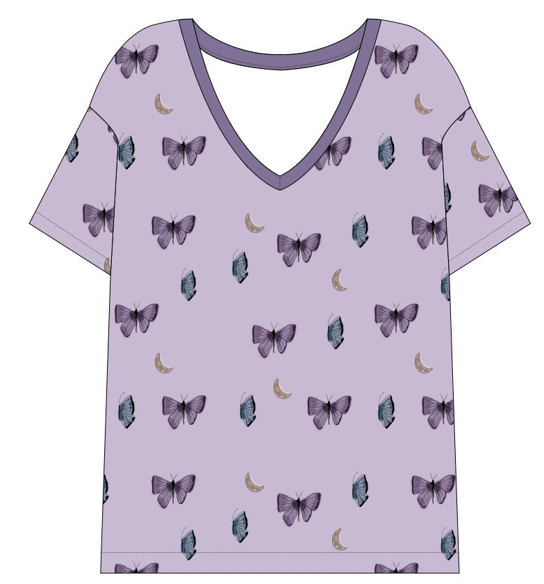 Women's Relaxed V-Neck Butterfly