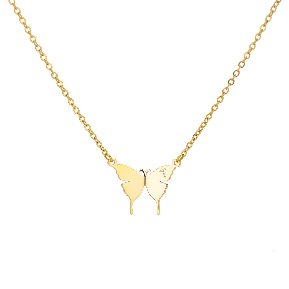 Butterfly Initial Letter Necklace