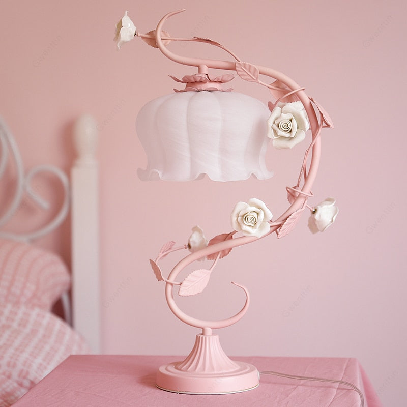 Pink Flower Table Lamp