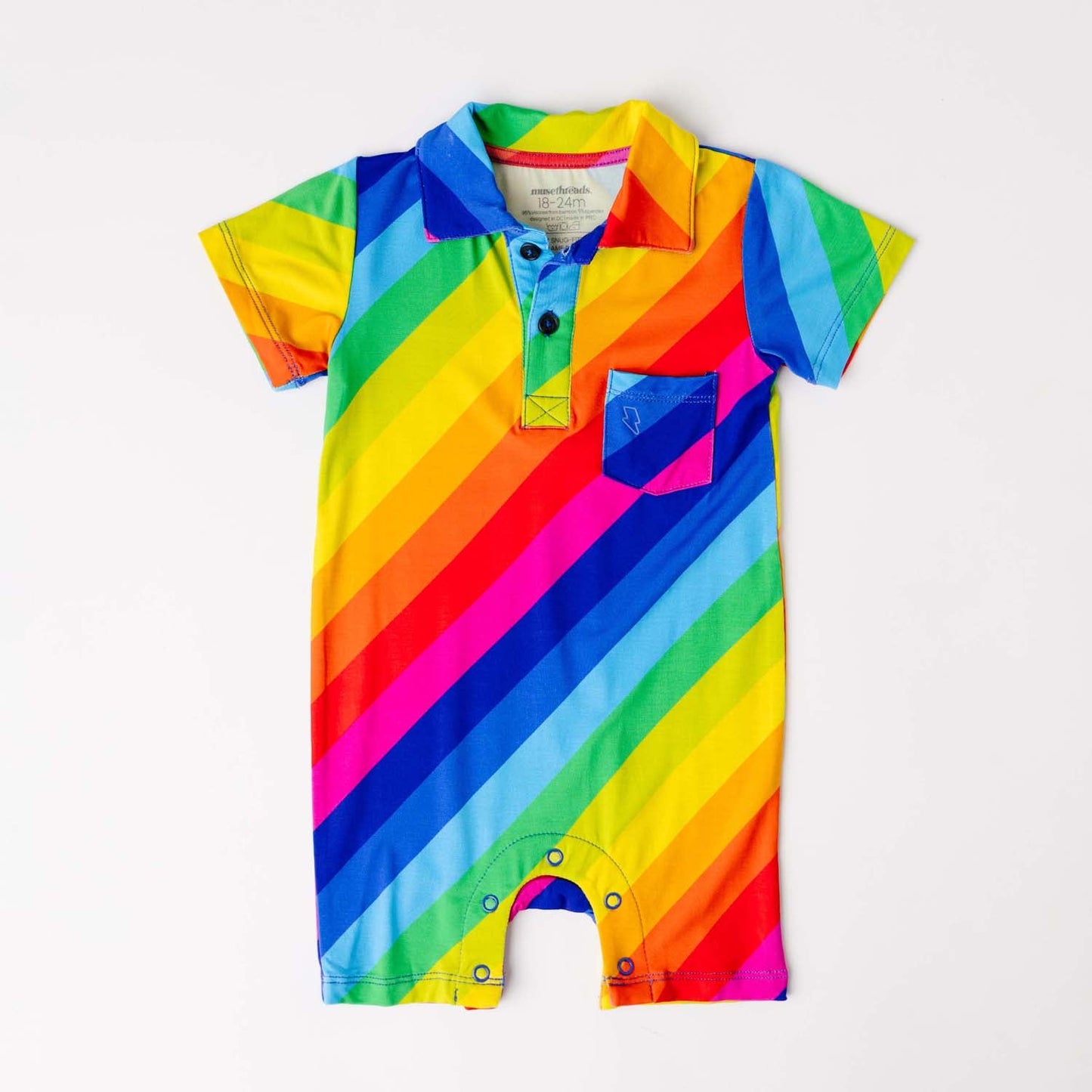 Rainbow Stripe Polo Romper