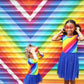 Rainbow Stripe Ruffle Cap Sleeve Leotard Party Dress