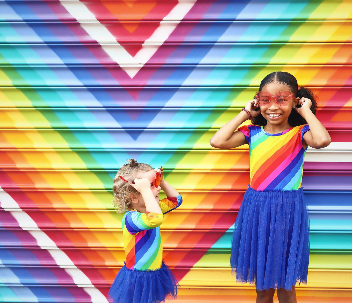 Rainbow Stripe Ruffle Cap Sleeve Leotard Party Dress