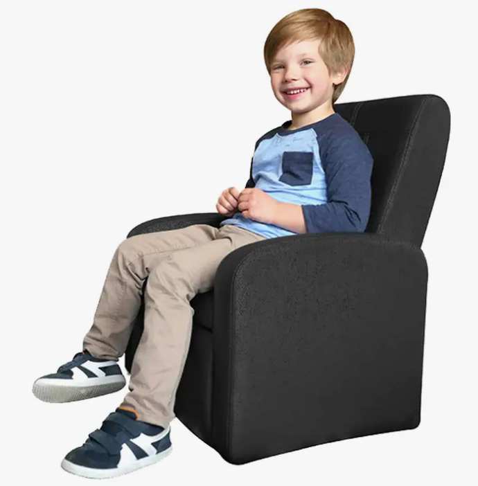 HomeRoots Kids Comfy Upholstered Recliner Chair with Storage